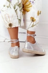Sznurowane Ażurowe Espadryle S.Barski L17704 Srebrne