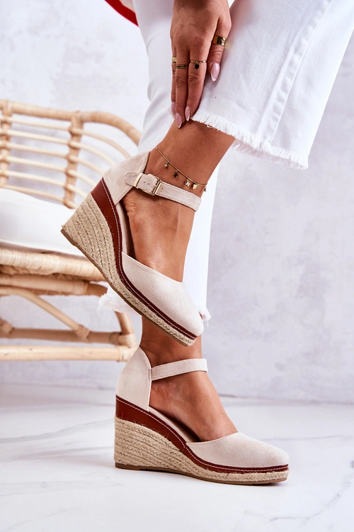 Damskie Espadryle Na Koturnie Beżowe Tamarill