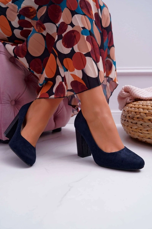 Damskie Czółenka Sergio Leone PB200 Zamszowe Granatowe Selva