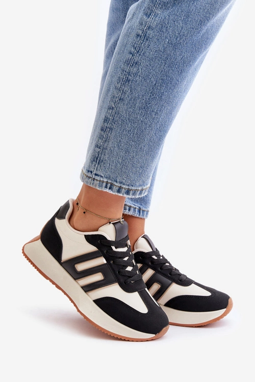 Sneakersy Buty Sportowe Na Platformie Damskie Czarne Thari