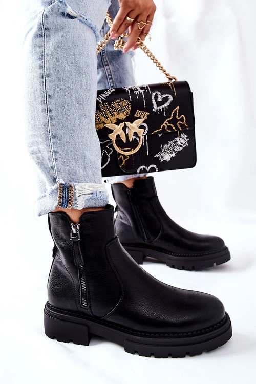 Wysokie Botki Z Suwakami Czarne Silvan