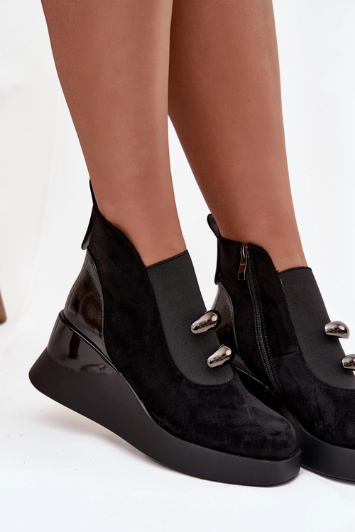 Botki Damskie Na Koturnie D&A MR52-106 Czarne