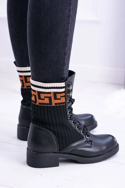 Damskie Botki Skarpetkowe Czarne Herse