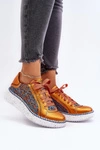 Skórzane Buty Sportowe Damskie Maciejka 06327-18 Pomarańczowe