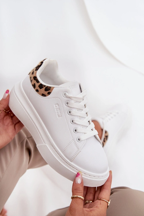 Sneakersy Damskie Na Platformie Big Star SS274247 Białe Panterka