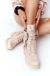 Ażurowe Botki Z Nerką Beżowe Rock Star