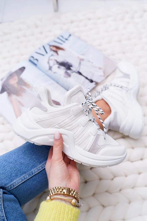 Sportowe Damskie Buty Gruba Podeszwa Białe Fina