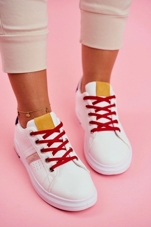 Sportowe Damskie Buty Biało Granatowe Mirra