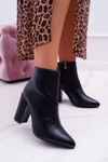 Botki Damskie na Słupku Czarne Bangaro
