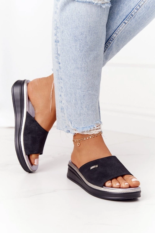 Klapki Na Koturnie Sergio Leone SK042 Czarne