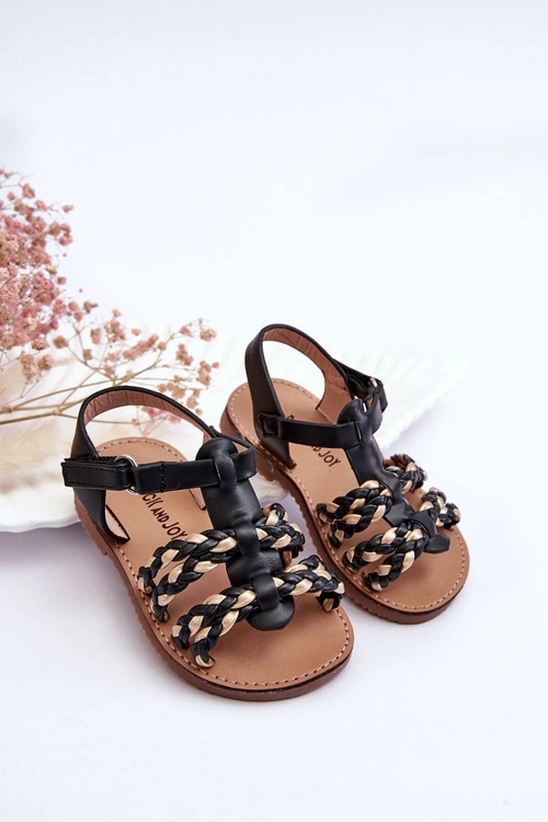 Dziecięce Sandały Na Rzep Z Paseczkami Czarne Sammy