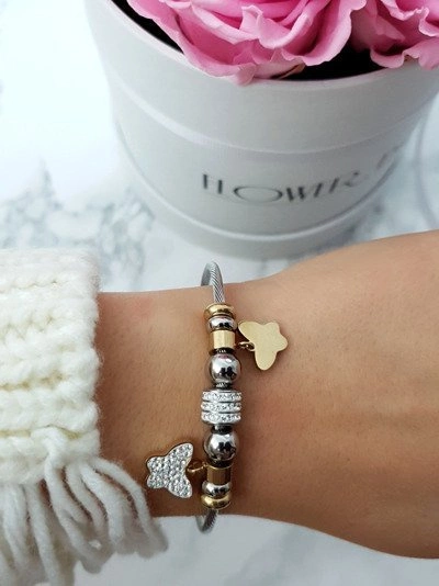 Damska Bransoleta Na Lince Zawieszki Motylek Charms