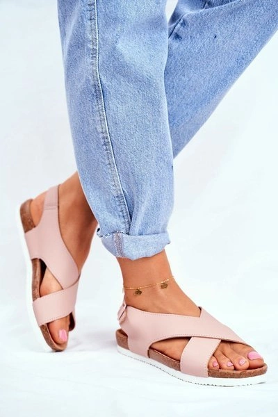 Sandały Damskie Big Star Pudrowy Róż FF274624