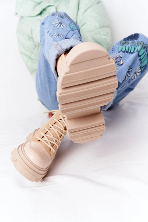 Zamszowe Botki Workery Lewski Shoes 3007-0 Piaskowe