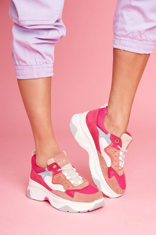 Damskie Sportowe Skórzane Obuwie GOE Różowe FF2N3010