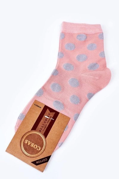 Damskie Bawełniane Skarpetki W Groszki COSAS Różowe