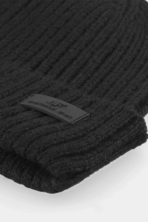 Jednowarstwowa Czapka Męska Zimowa 4F 4FAW23ACAPM317-20S Czarna