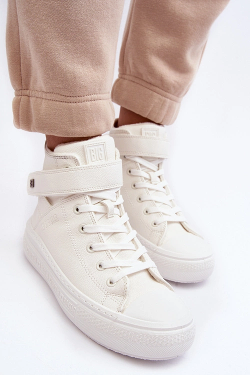 Trampki Damskie Ocieplane Na Platformie Big Star Białe MM274006