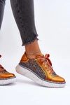Skórzane Buty Sportowe Damskie Maciejka 06327-18 Pomarańczowe