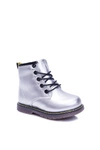 Dziecięce Botki Ocieplane Futerkiem Trapery Srebrne Debi