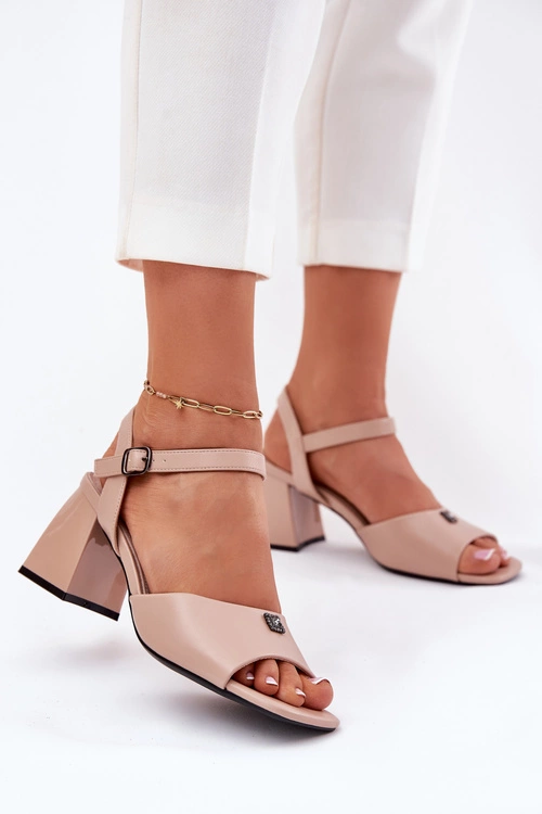 Sandały Damskie Na Słupku Vinceza 62235 Beżowe