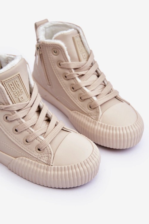 Ocieplane Dziecięce Trampki Na Suwak Big Star MM374012 Jasnobeżowe