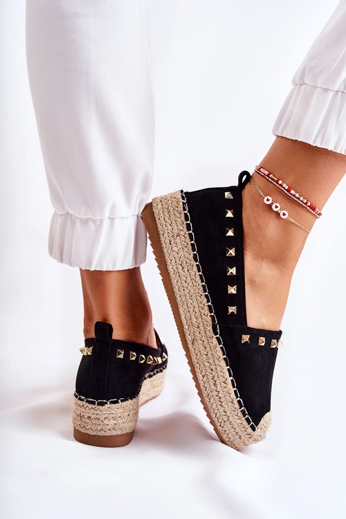 Damskie Espadryle Z Ćwiekami Czarne Laross