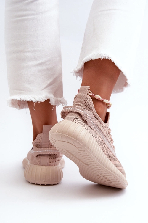 Materiałowe Wsuwane Buty Sportowe Damskie Różowe Nelmarie