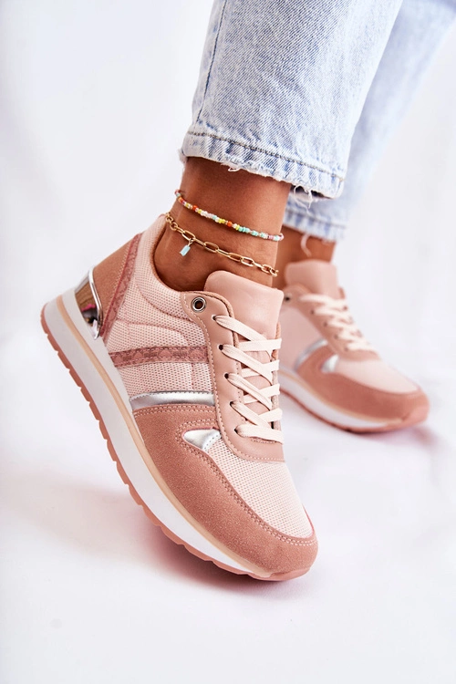 Klasyczne Damskie Wiązane Buty Sportowe Różowe Elenes