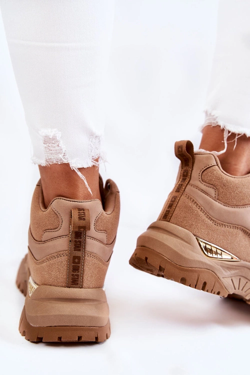 Damskie Wysokie Buty Sportowe Memory Foam System Big Star KK274355 Beżowe