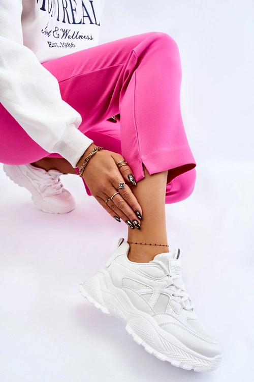 Klasyczne Sneakersy Na Platformie Białe Larec