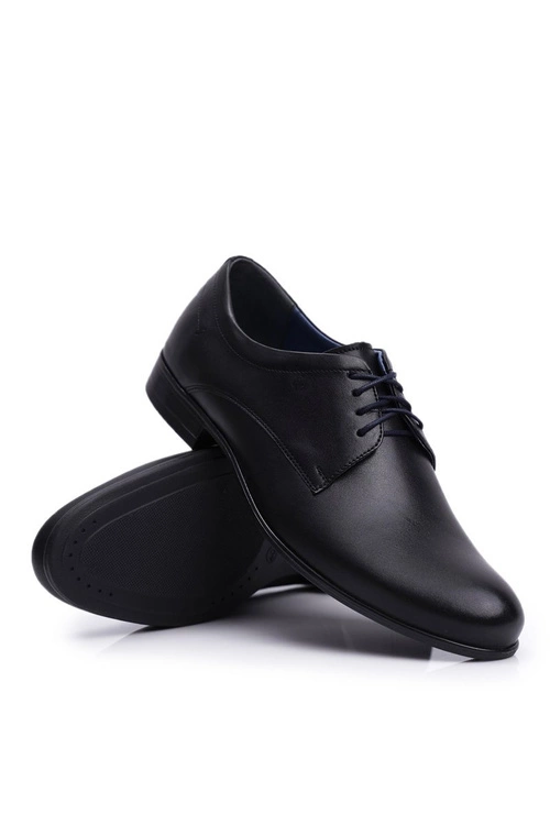 Półbuty Męskie Casual Skórzane Nikopol Czarne 1738