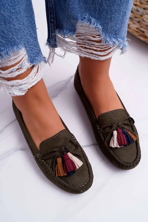 Mokasyny Damskie Zamszowe Khaki S.Barski A199 Mohabe