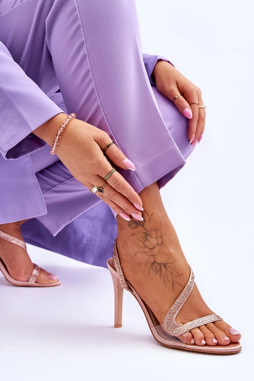 Eleganckie Wsuwane Sandałki Na Obcasie Nude Colima