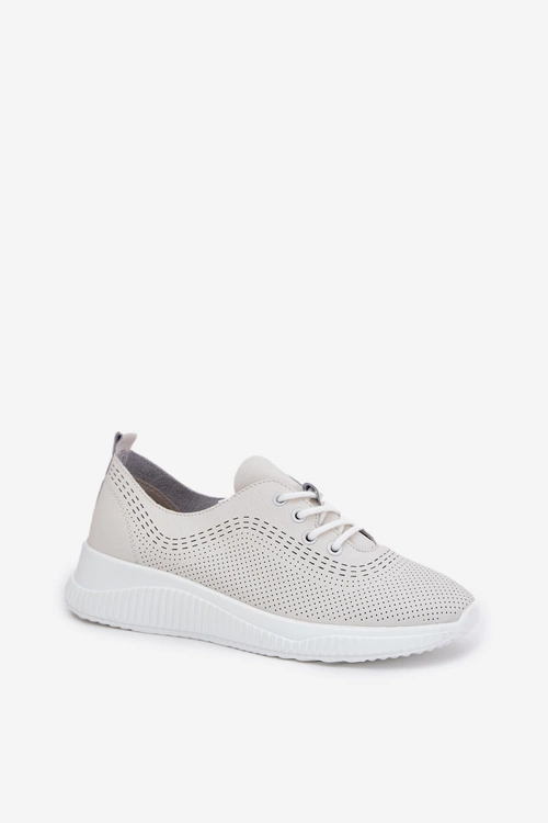 Skórzane Buty Sportowe Damskie Vinceza 41472 Białe