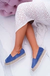 Espadryle Damskie Wsuwane Zamszowe Granatowe Mariako