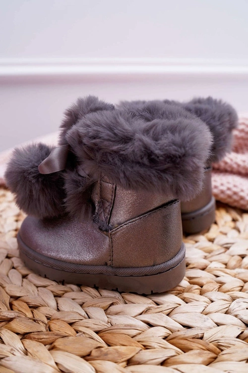 Dziecięce Botki Młodzieżowe Ocieplane Ciemnoszare Śniegowce Roofy