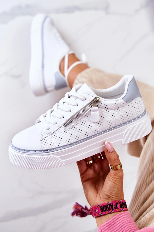 Sportowe Buty Na Platformie Biało-Niebieskie Louisa