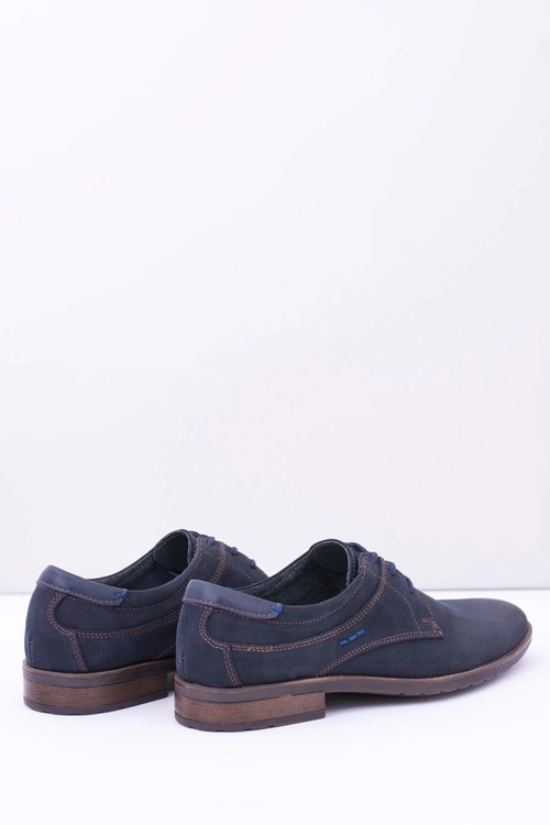 Eleganckie Męskie Skórzane Półbuty Granatowe Santiago