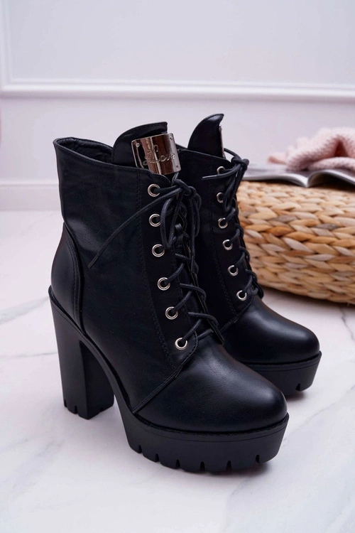 Damskie Wysokie Botki Czarne Grunge Midow