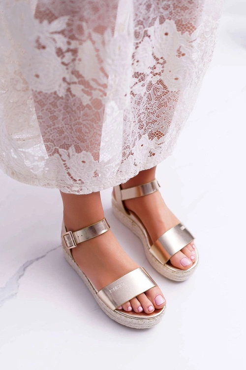 Sandały Damskie Big Star Na Platformie Złote DD274742