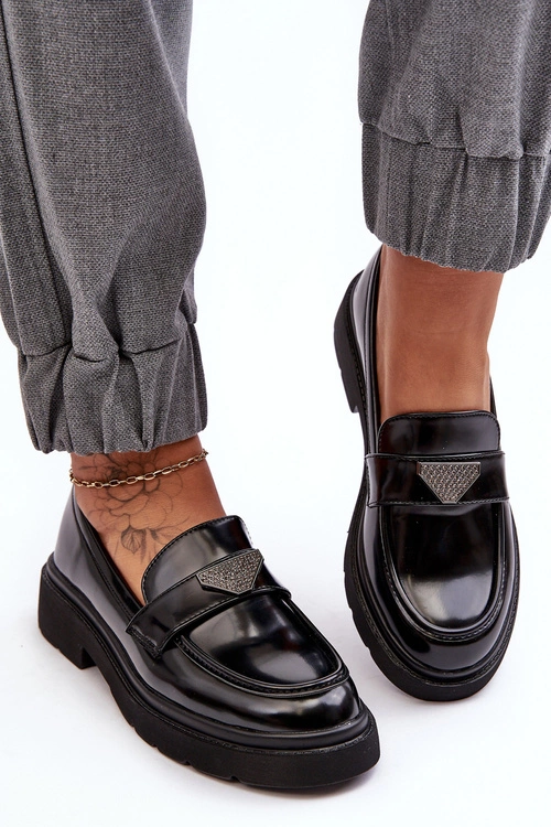 Damskie Półbuty Mokasyny Na Płaskim Obcasie Czarne Venla