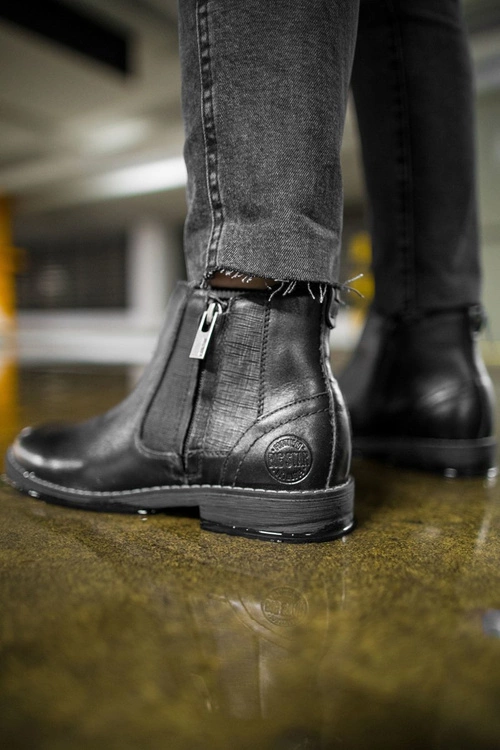 Botki Męskie Skórzane Trzewiki Big Star Czarne EE174287