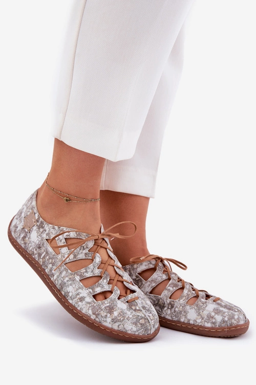 Skórzane Baleriny Z Wycięciami Maciejka 06835-25/00-1 Złote