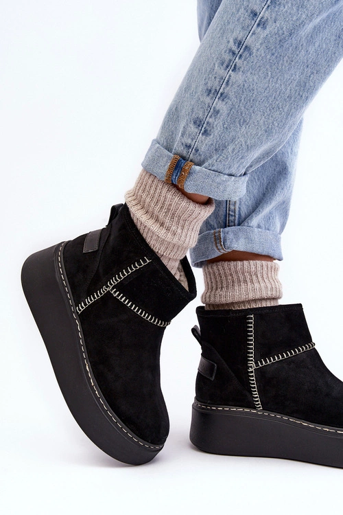 Damskie Zamszowe Śniegowce Maciejka 06257-01 Czarne