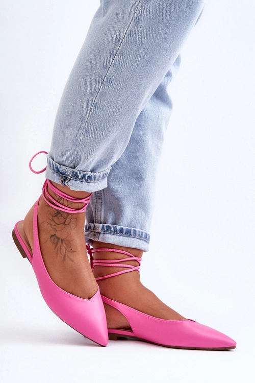 Damskie Wiązane Baleriny Różowe Lilly Ann