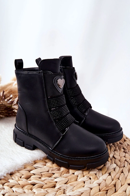 Dziecięce Botki Ocieplane Futerkiem Czarne Miraven