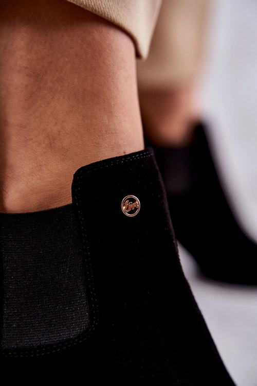 Zamszowe Botki Na Obcasie Laura Messi 2506 Czarne