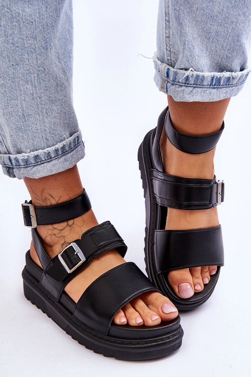 Damskie Sandały Z Paskiem Czarne Hever