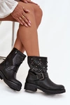 Zdobione Botki Damskie Z Klamrą Czarne Mivana